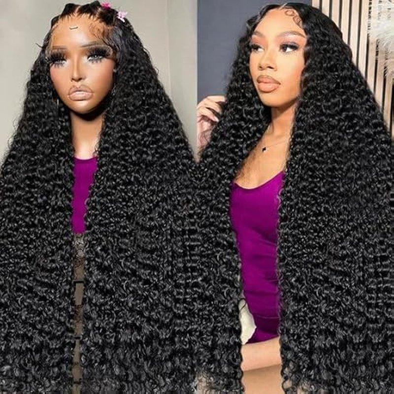 13x6 Deep Wave Lace Front Wigs Human Hair 24 Inch 200 Density Lace Front Wigs Human Hair Wigs for Women Deep Curly HD Lace Frontal Wigs Human Hair Pre Plucked with Baby Hair