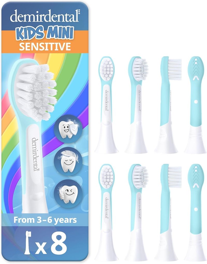 Kids Mini Toothbrush Heads for Philips Sonicare | Sensitive Replacement Heads for Ages 3-6 - Turquoise - 8 Pack