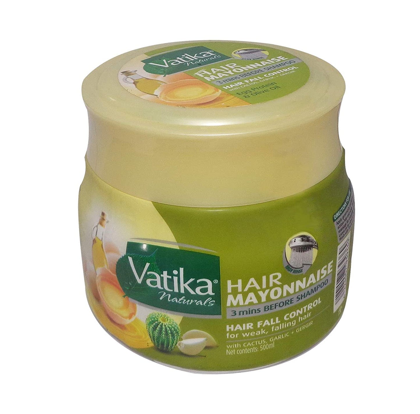 Vatika Naturals 500 ml Hair Mayonnaise Treatment, 3 Mins Before Shampoo, Provides Nourishment, Essential Oils, Conditioning Egg Proteins, Moisturizing, Smoothing, Hair Loss Control