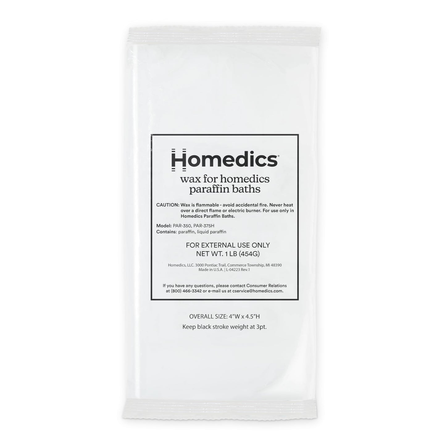 Homedics Paraffin Wax Refill for Paraffin Bath, 2 lb Unscented & Fragrance-Free Wax for Hands & Feet, Moisturizing Spa Treatment, No Dyes