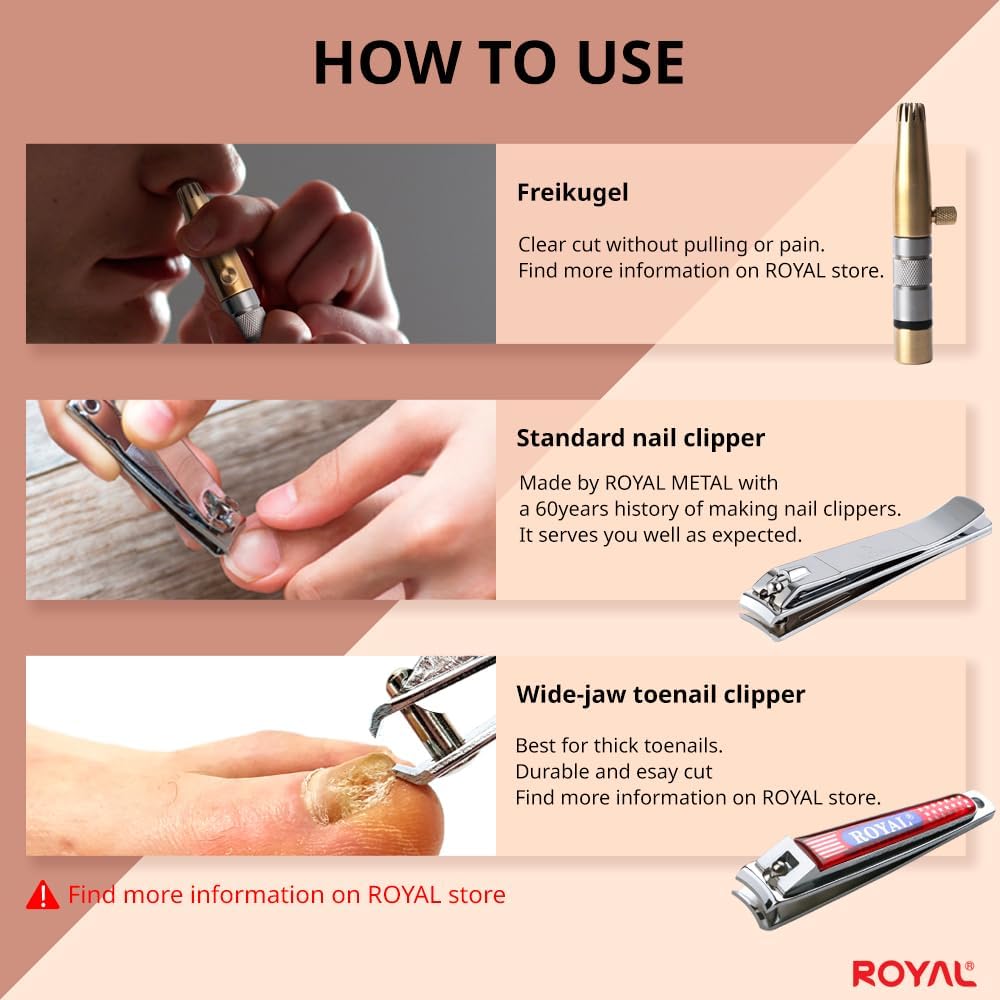 Nose Hair Trimmer Set - 3 Pcs Value Pack with 2 Nail Clippers | Black & Brass Design