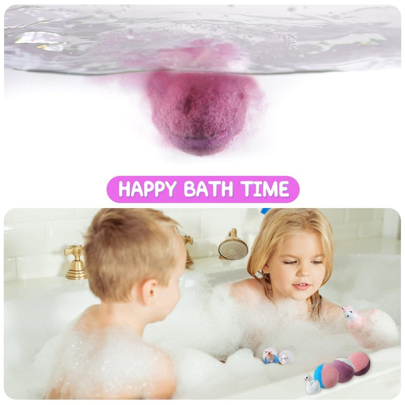 Bath Bomb Gift Set with Toys Inside, 20 Pack Organic Bath Bombs for Kids, Kids Safe Handmade Fizzy Balls for Kid, Ideal Birthday Gift for Boys & Girls