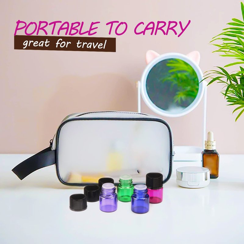 Wresty 1ml(1/4 Dram) Gift Package Glass Vial Mixcolor Essential Oils Bottles Mini Glass Bottles Sample Vials With Label And Droppers (100-Pack)
