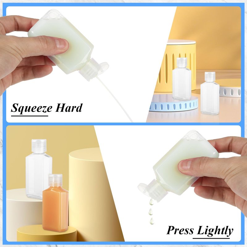 CYEAH 100 PCS 2 Oz Empty Hand Sanitizer Bottles, Clear Refillable Flip-Top Bottles, Plastic Travel Size Bottle with Flip Cap, Refillable Hand Sanitizer Holder for Travel, Business Trip and Camping