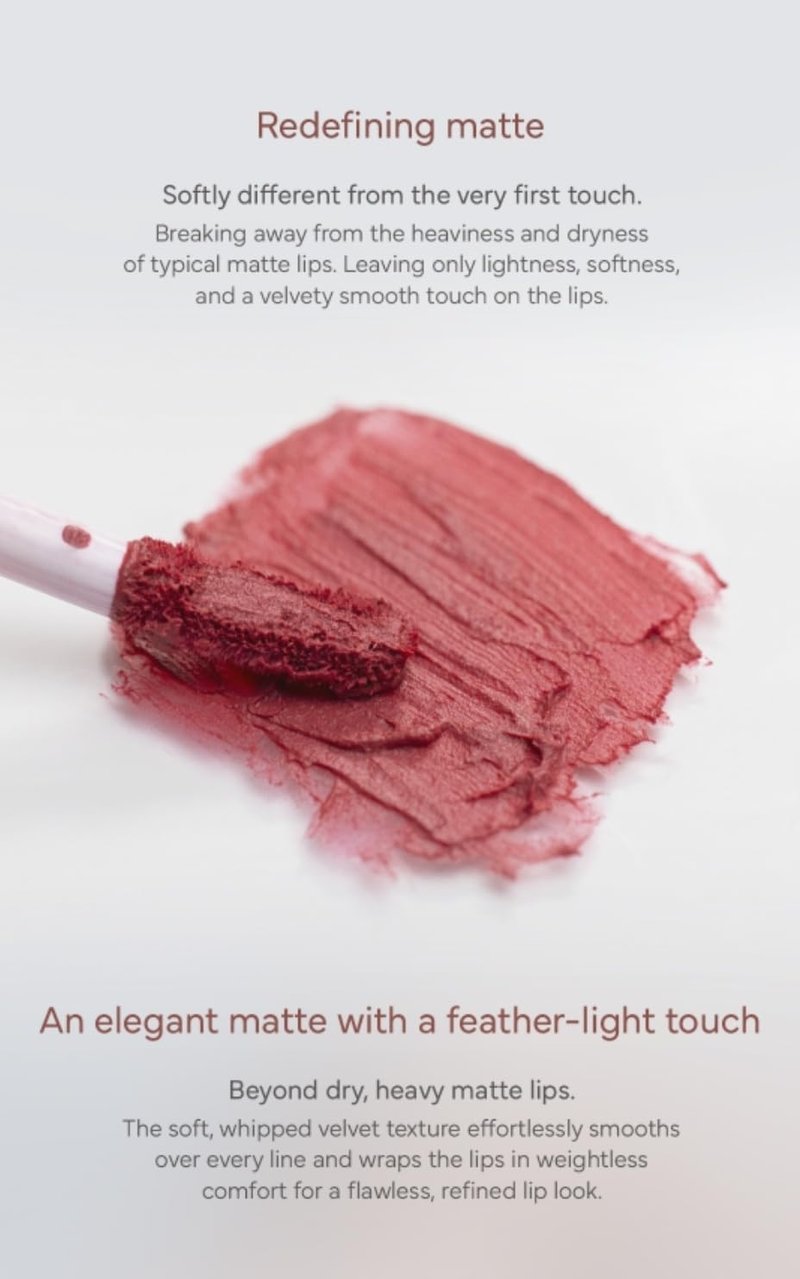 LAENITA MINIMERRY Velvet Blending Tint - Korean Matte Liquid Lipstick, Blur & Fudge Finish, Weightless Longwear Lip Stain for Soft Gradient Look, 5 g / 0.17 oz., (03 RASPBERRY)