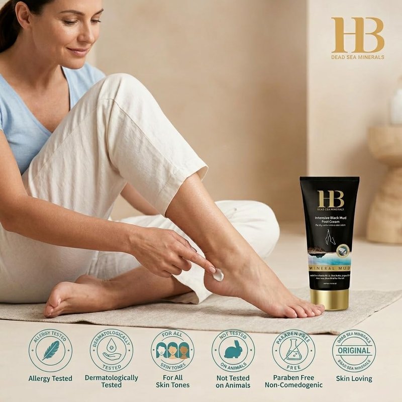 Black Mud Foot Cream - Hydrating Moisturizer with Dead Sea Minerals | 200ml for Soft, Healthy Feet