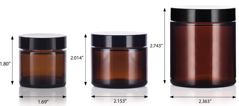 JUVITUS 12 piece Amber Glass Straight Sided Jar Multi Size Set : Includes 4 -1 oz, 4 -2 oz, and 4 -4 oz Amber Glass Jars with Black Lids + Spatulas for Aromatherapy, Essential Oils, Travel and Home