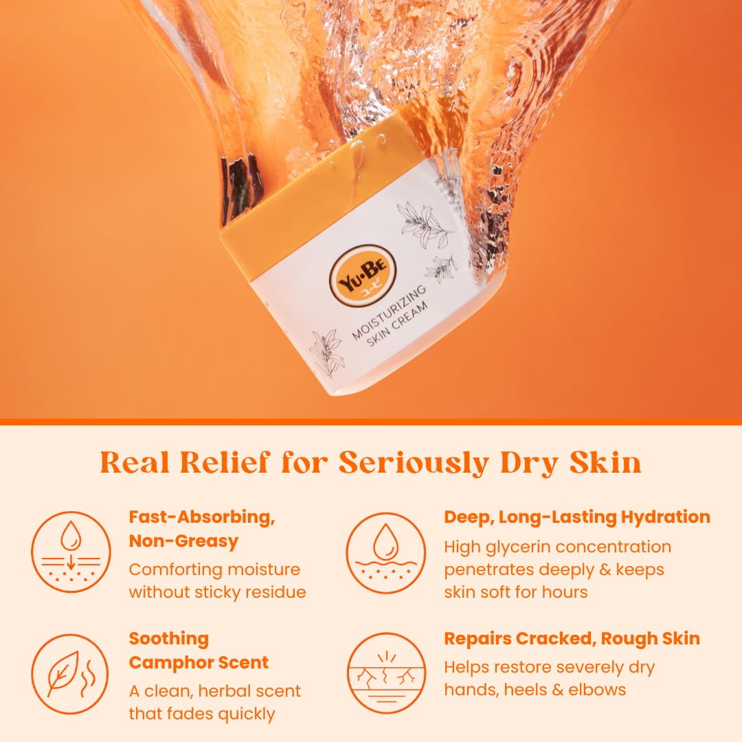 Yu-Be Moisturizing Skin Cream 4.4 Fl. Oz. Jar I Deeply Hydrating Non-Greasy Moisturizer for Dry Skin I Soothing Camphor Calms, Cools, & Relieves Skin I Vitamins Nourish, Repair & Rejuvenate