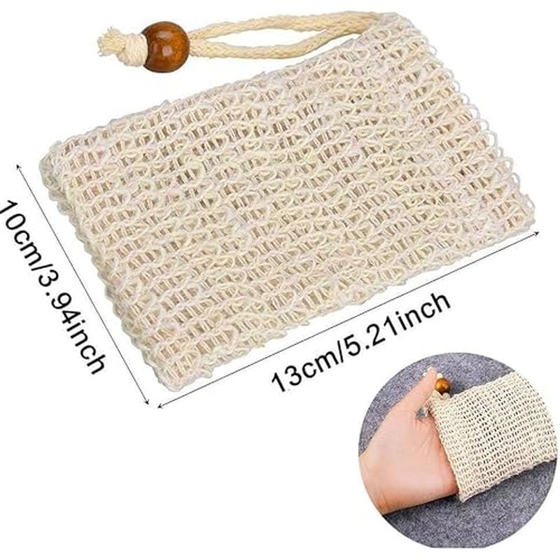 60 Pcs Natural Sisal Soap Saver Bag for Soap Bar Organic Soap Pouch for Exfoliating Lathers and Air Dry Soap Bar Shower