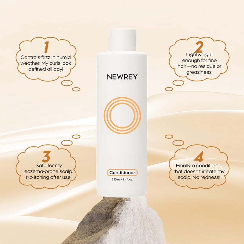 NEWREY Hydrating Conditioner for Dry, Damaged Hair - 8.4oz | Moisture Repair Treatment with Hydrolyzed Keratin & Coconut Oil for Smooth, Shiny, Manageable Hair
