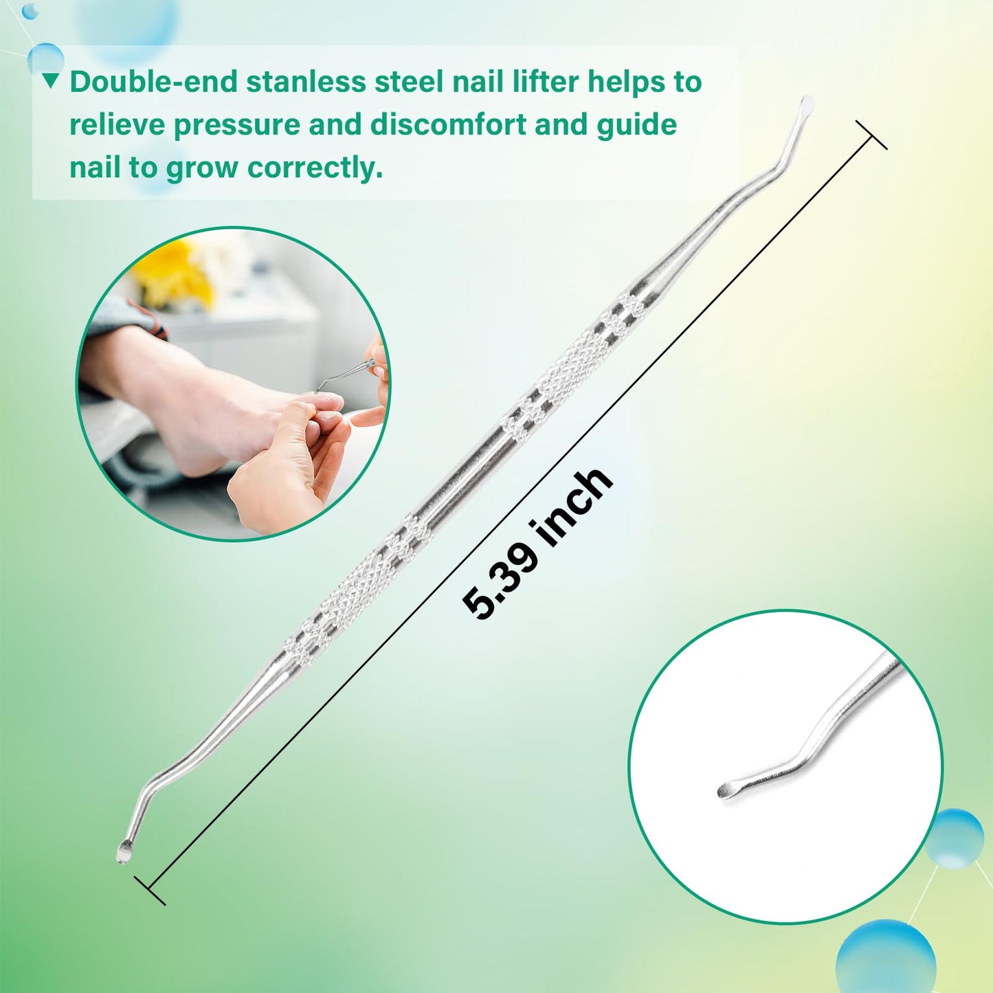 Ingrown Toenail Treatment - Ingrown Toenail Softener Drops,Toenail Lifter,Nail Patches,Best Ingrown Toenail Treatment Kit at Home for Easy Trim Thick Toe Nails Cleaner Tool Kit (Green)