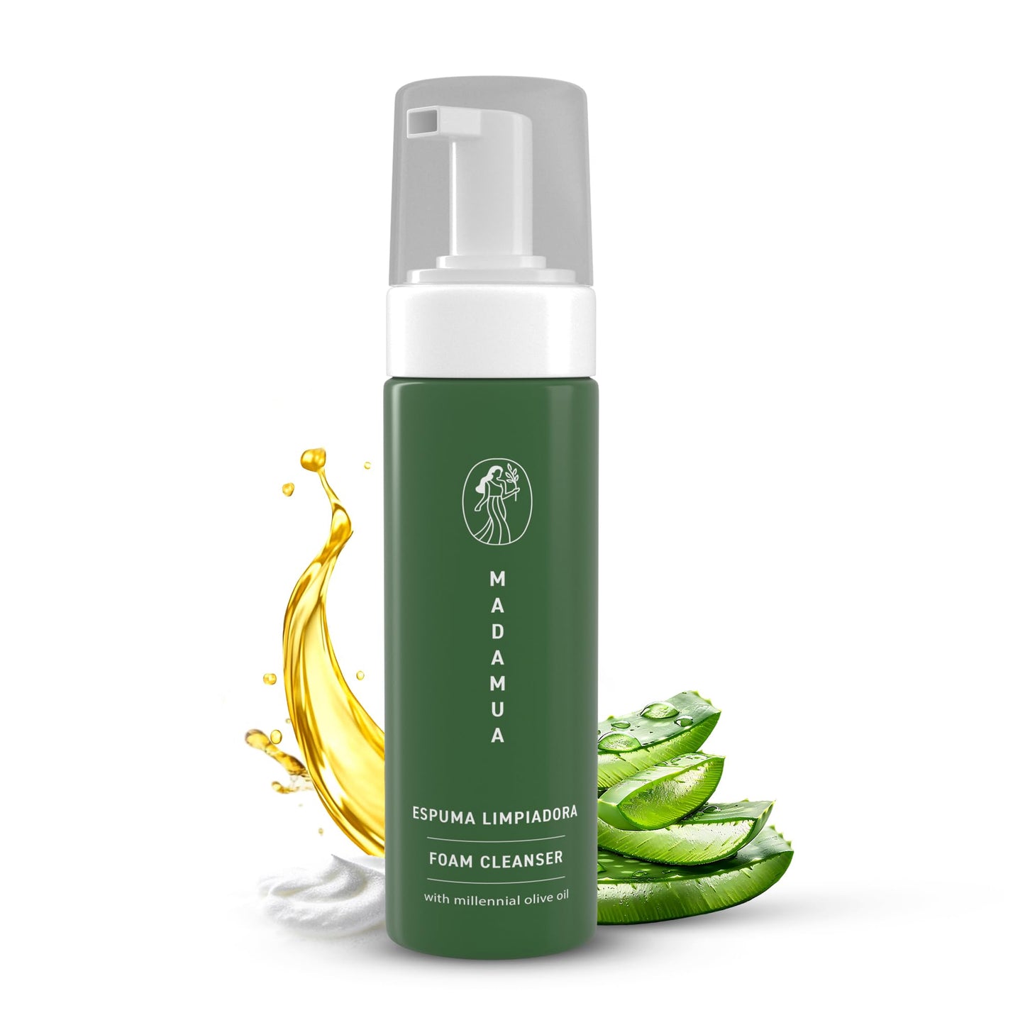 Organic Facial Foam, Gentle Oxygenating Foaming Face Wash for Women | Natural & Hydrating Facial Cleanser for Deep Cleaning | Organic Face Wash for Women | Foaming Travel Millennial Olive Oil Cleanser