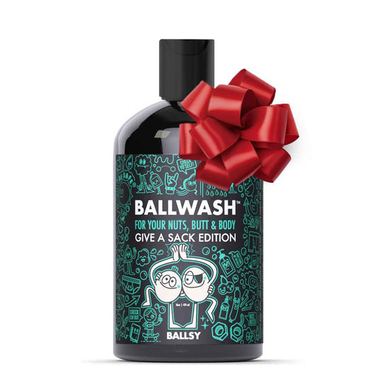 Ballsy Give-A-Sack Charcoal Body Wash for Men - 16 Oz with Pump, Mint & Mandarin - Moisturizing Men's Bodywash with Coconut Oil