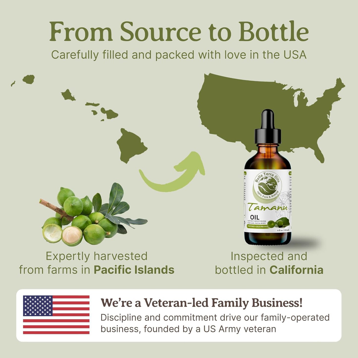 Bella Terra Oils - Natural Tamanu Oil 8 oz - Treasure Chest of Skin Nourishment, High in Vitamin E & Fatty Acids, Enhance Your Skin's Natural Glow