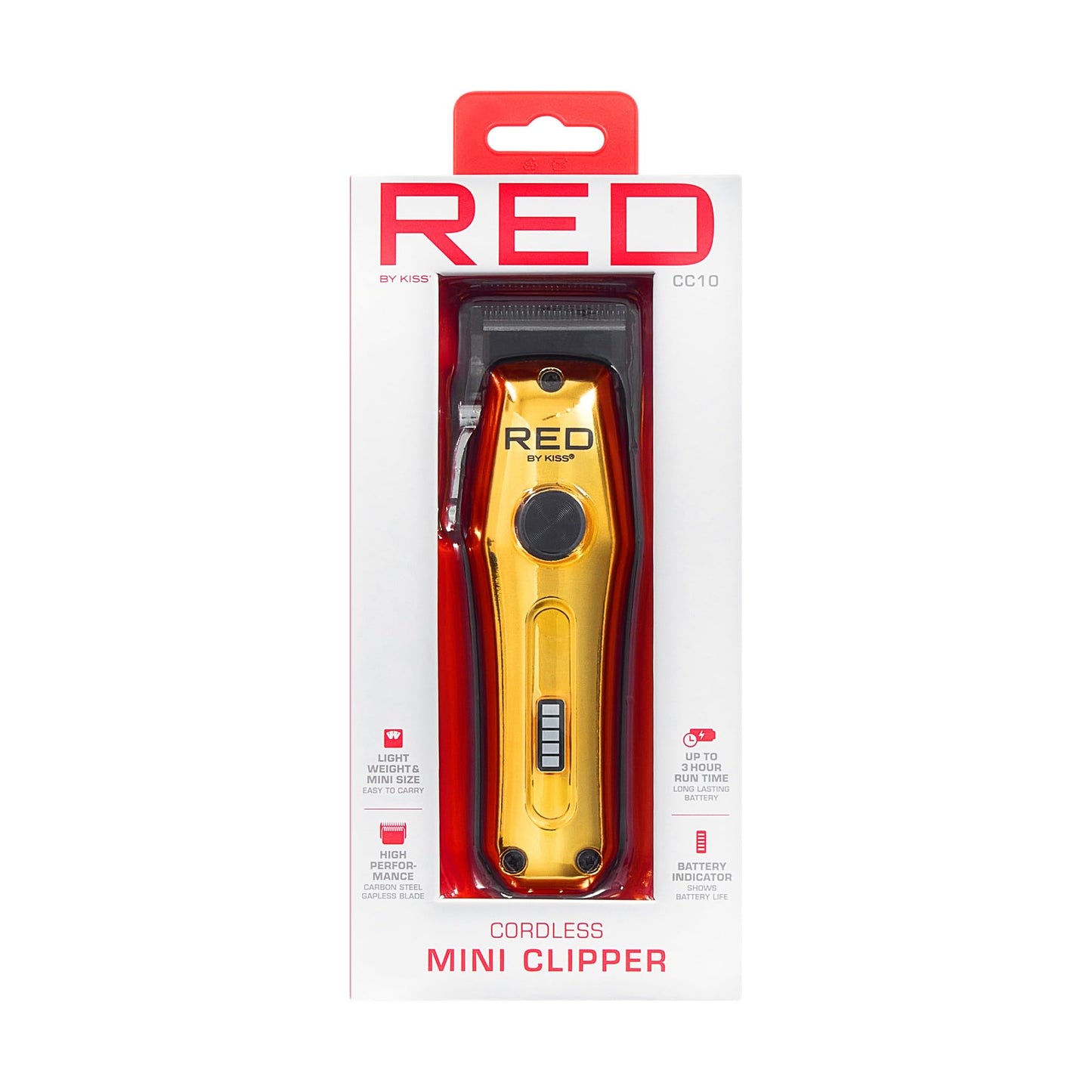 Red Cordless Mini Trimmer – Lightweight, High Performance Pro Zero Gapped with 4 Attachments for Manscaping, Carbon Steel Blade, Adjustable Taper Lever, USB-C Charging 3-Hour Run Time, Travel Size