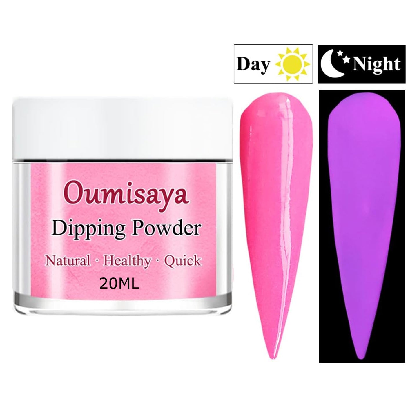 Glow in the Dark Nail Dip Powder Pink White French Colors Starter 8pcs Set