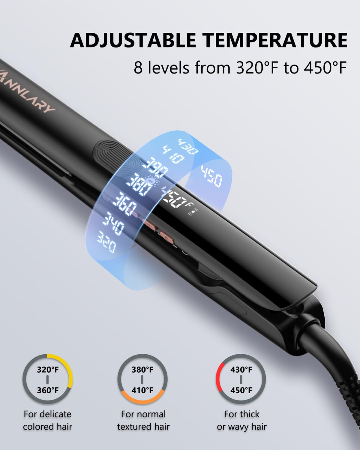 Annlary Hair Straightener 1 Inch Flat Iron and Curler 2 in 1 Titanium Ceramic Ionic Dual Voltage Straightener with Heat-Resistant Silicone, for Less Frizz, Shinier & Smoother