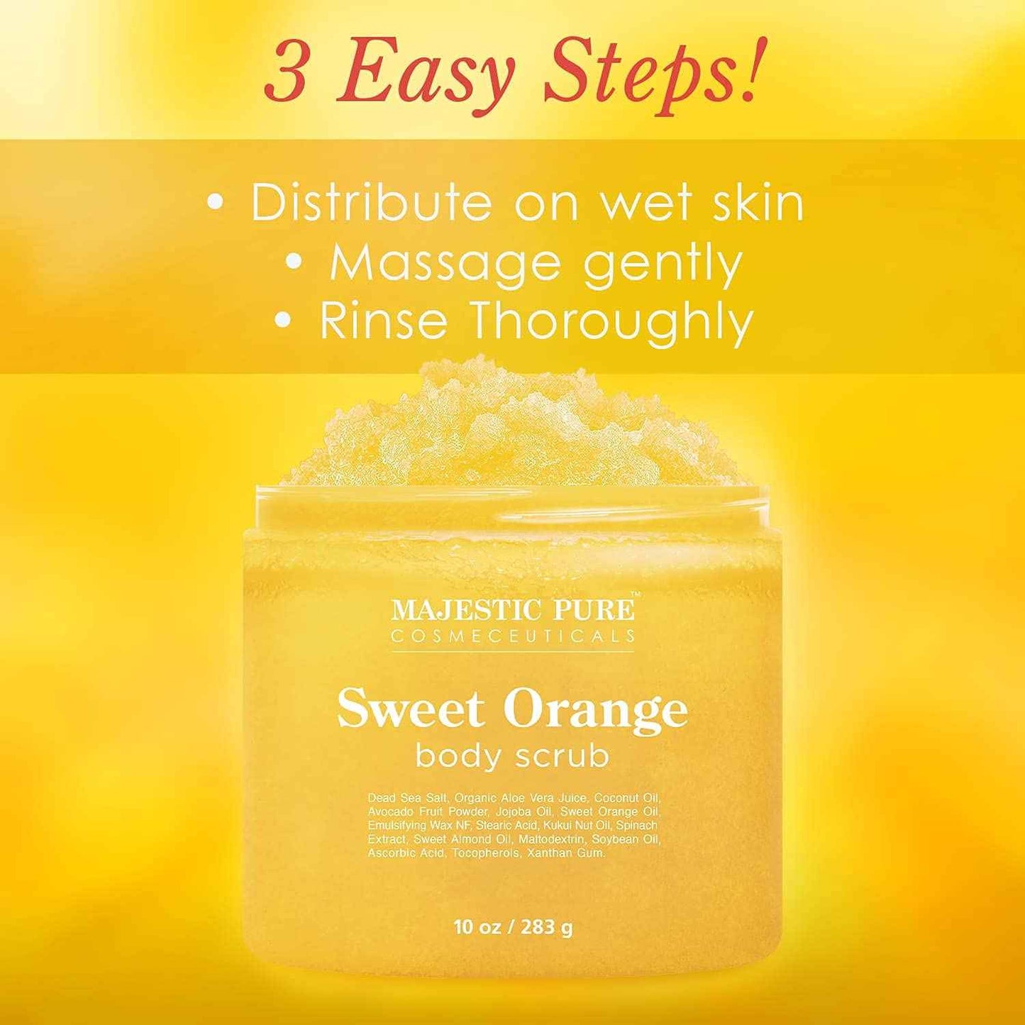 Majestic Pure Sweet Orange Scrub (10 oz) and Tea Tree Scrub (10 oz) Bundle