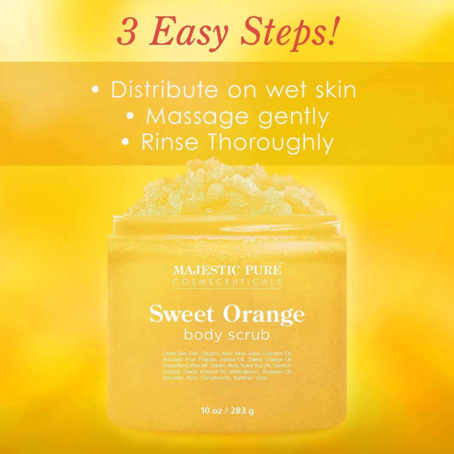 Majestic Pure Sweet Orange Scrub (10 oz) and Tea Tree Scrub (10 oz) Bundle