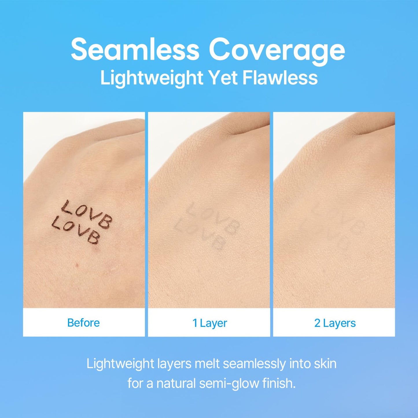 LOVB LOVB Natural Cover Glow Cushion Foundation | Satin Radiant Finish | Korean Foundation Makeup | Long-Lasting Natural Coverage | for All Skin Types 0.42 oz. (23N Natural Beige)