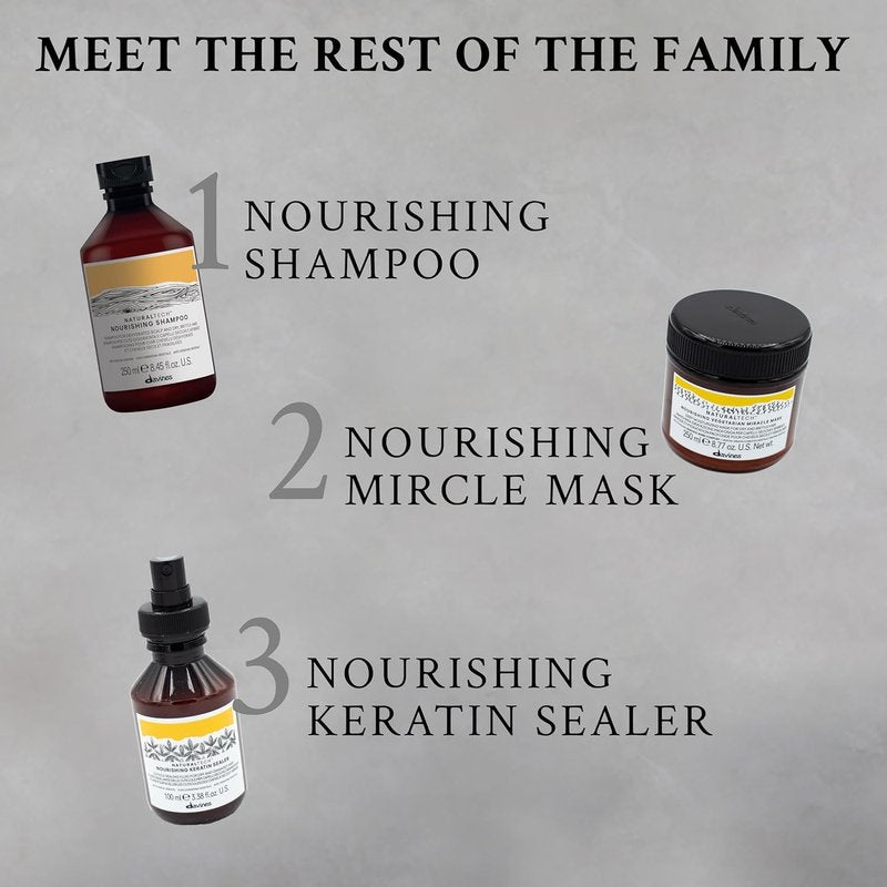 Davines Naturaltech Nourishing Shampoo, Restructuring & Hydrating for Dry & Damaged Hair - With Vegetal Keratin - Gentle Cleanser for Dehydrated Scalp & Hair, 8.45 Fl Oz