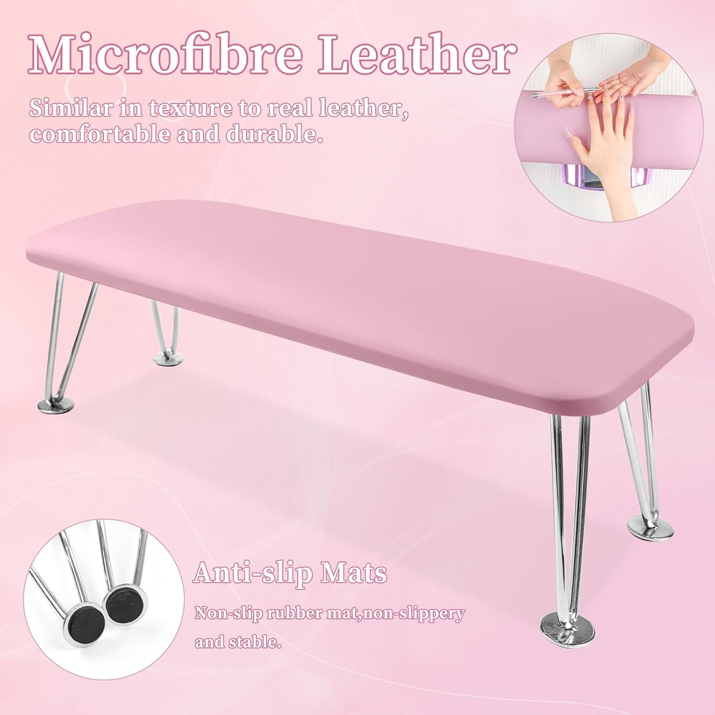Nail Arm Rest - Microfiber Leather Cushion for Manicure | Purple Color, Perfect for Home or Salon Use
