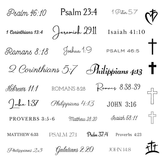 One Grace Foundations of Faith Christian Temporary Tattoos - Inspirational Scriptures Selections - Christian Motivational Bible Verse Words and Cross Tattoos