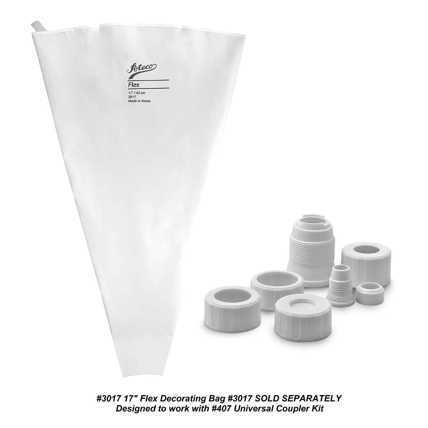 Ateco Universal Pastry Coupler and Cap Set | 7 Piece Set | Works with 250 Ateco decorating Tubes plus tips from other brands