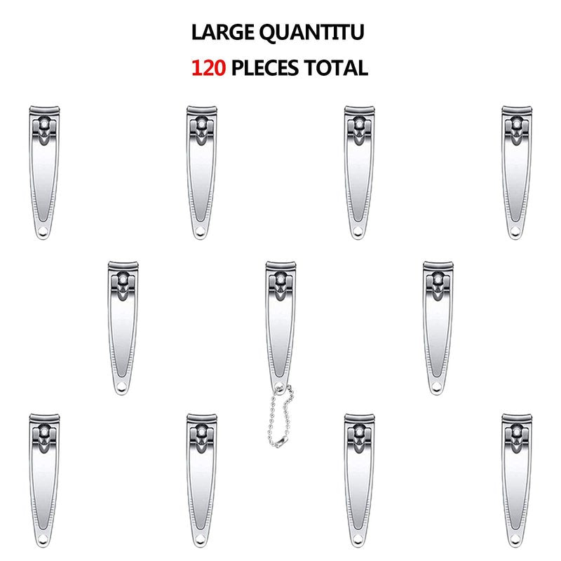 Haploon Nail Clippers Bulk 120 Pcs Nail Cutters Bulk Nail Clippers with Chain Stainless Steel, Nail Clipper Cutter Set for Men Women with Keychain