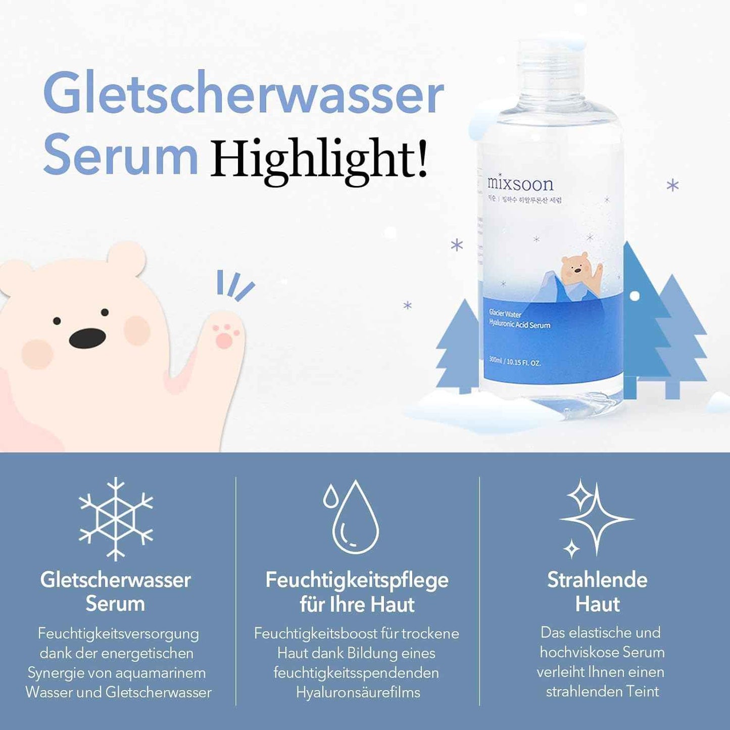 mixsoon Glacier Water Hyaluronic Acid Serum - Non-greasy Hydration Booster, Firming Facial Serum For Radiant, Dewy Skin - Korean Serum for Glass Skin (10.14 fl.oz / 300ml)