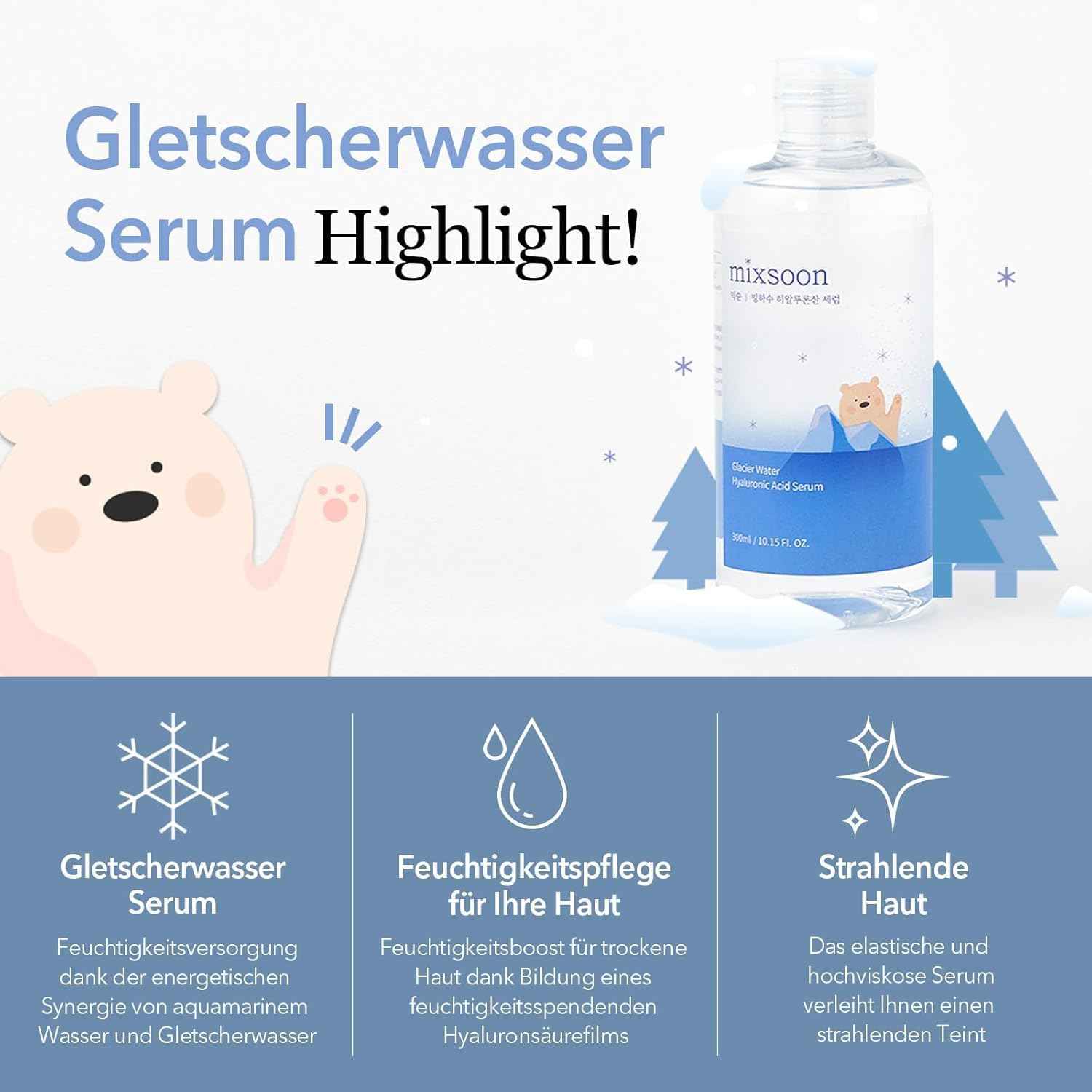 mixsoon Glacier Water Hyaluronic Acid Serum - Non-greasy Hydration Booster, Firming Facial Serum For Radiant, Dewy Skin - Korean Serum for Glass Skin (10.14 fl.oz / 300ml)