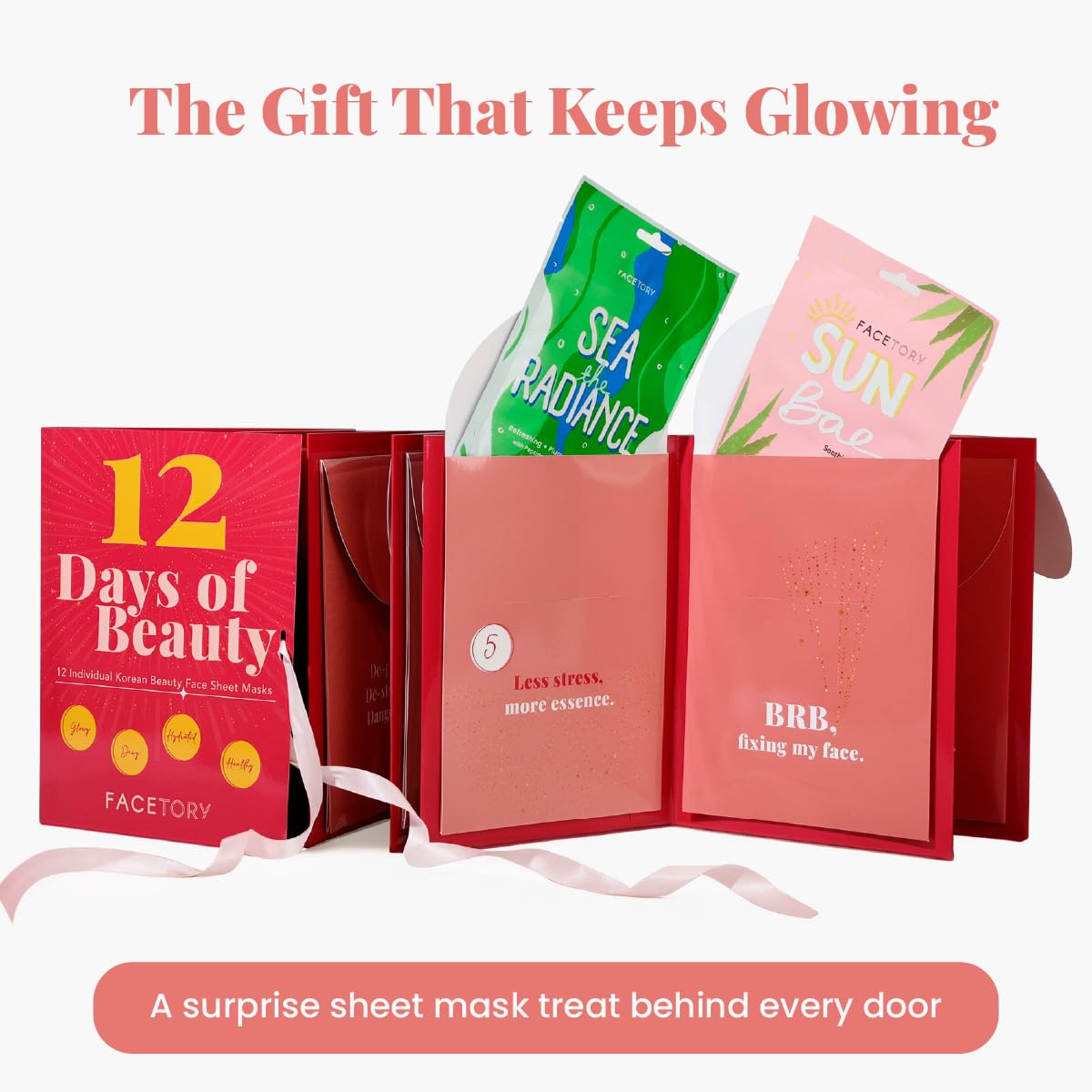 FACETORY 12-Day Sheet Mask Gift Set | Korean K-Beauty Face Mask Collection | Skincare & Spa Gift Set for Women | Self Care Gift