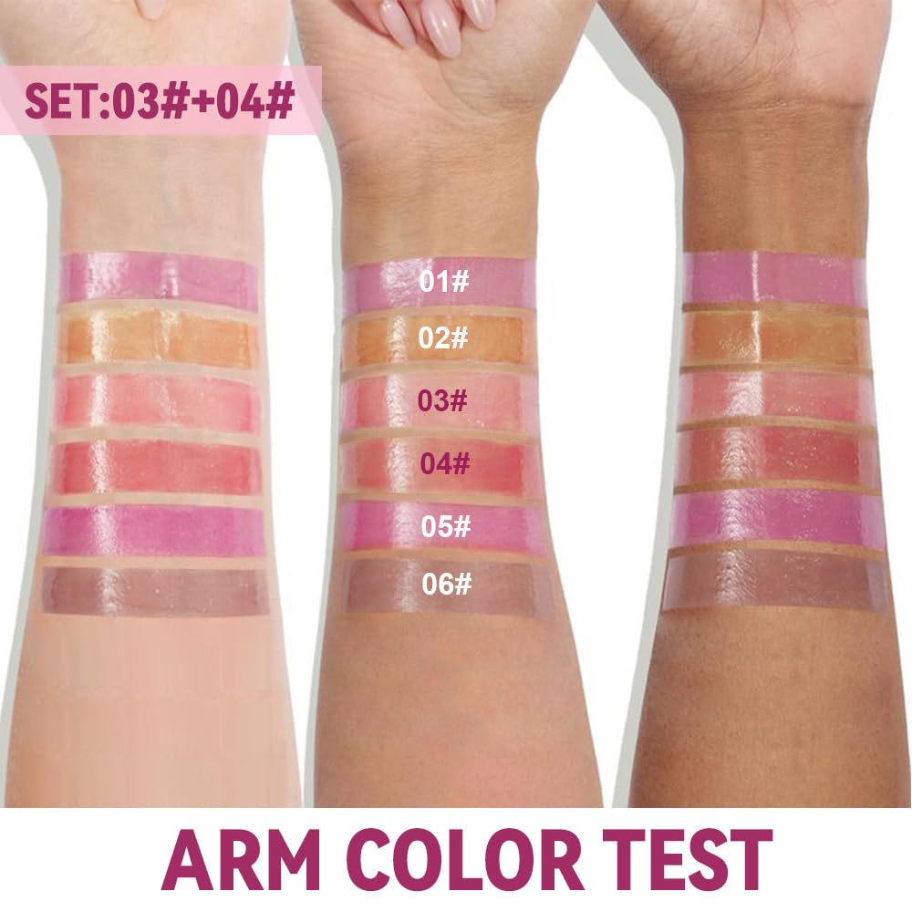 2Pcs Summer Lip Butter Lip Balm Glow Reviver Lip Gloss, Melting Lip Serum, Ultra-Hydrating Natural Vegan Lip Balm, Sheer-Tinted Shine & Hydration, Soothes & Softens Dry Lips (03+04)