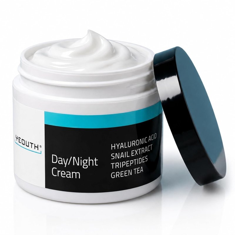 YEOUTH Day & Night Cream - Hyaluronic Acid & Snail Mucin Moisturizer for All Skin Types | 4 oz