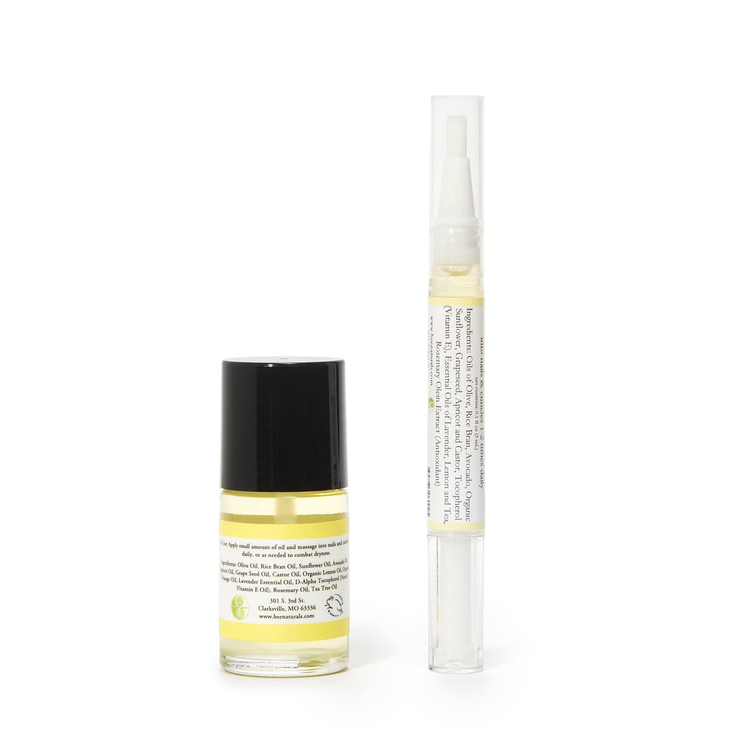 Bee Naturals Nail & Cuticle Oil 0.5 oz - Heals Cracked Nails & Rigid Cuticles, Deep Moisture with Avocado and Castor Oils