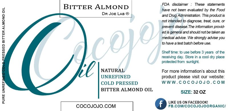 Bitter Almond Oil - Pure Unrefined Cold Pressed Vegan Carrier Oil | 32 oz for Skin, Hair & DIY Cosmetics