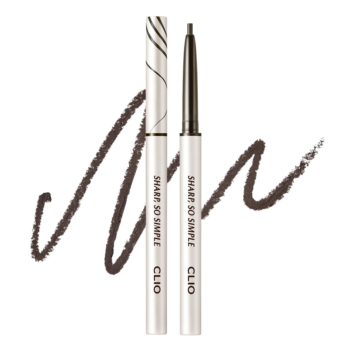 CLIO Sharp So Simple Waterproof Pencil Liner, 2mm Ultra-Slim Thin Precision Tip, Tug Free Glide, Smudge Proof Long Wear Formula, Safe for Sensitive Eyes, Easy Control For Daily Makeup(003 Black Brown)