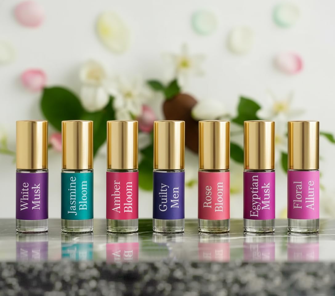 Zoha Perfume Discovery Set | Sample Perfumes for Women & Men with Fresh, Floral & Musk Scents | Alcohol-free Layering Perfume Oils | Travel Size Long Lasting Fragrance Sampler | 7 Scents of 2ml