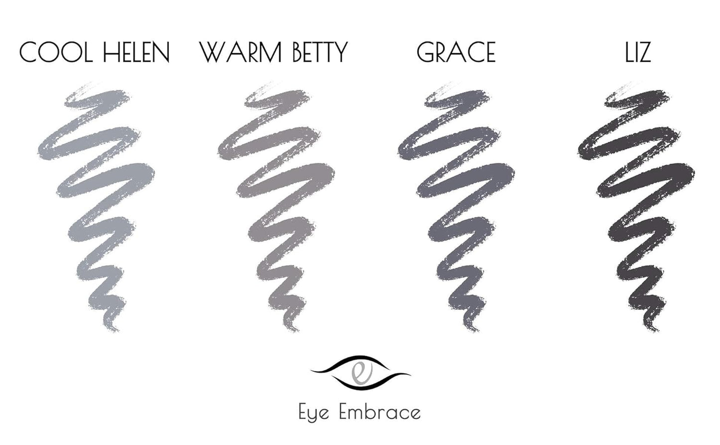 Eyebrow Pencils 4-Pack Bundle - Light & Medium Gray, Waterproof Double-Ended with Spoolie Brush