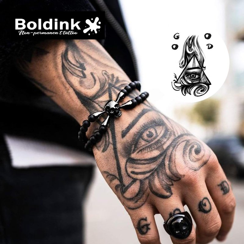 Boldink Temporary Tattoos, semi permanent tattoos, 15-day long lasting tattoo sticker, waterproof and anti-reflective, unique design(Eye Of Providence)