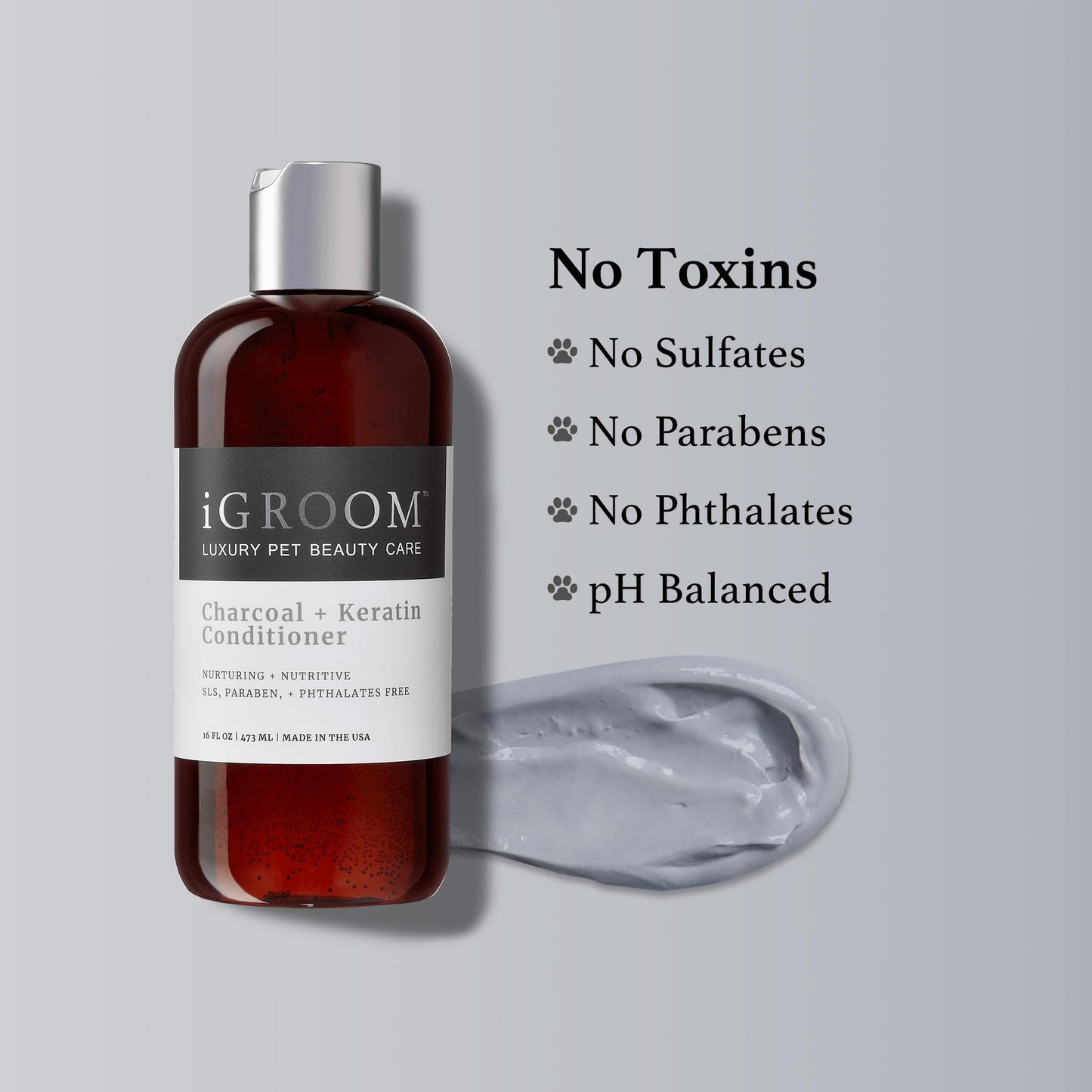 iGroom Charcoal Keratin Dog Conditioner, Luxury Pet Beauty Care, Repairs Enhances Adds Moisture, Made in USA, Summer Fig, 16oz
