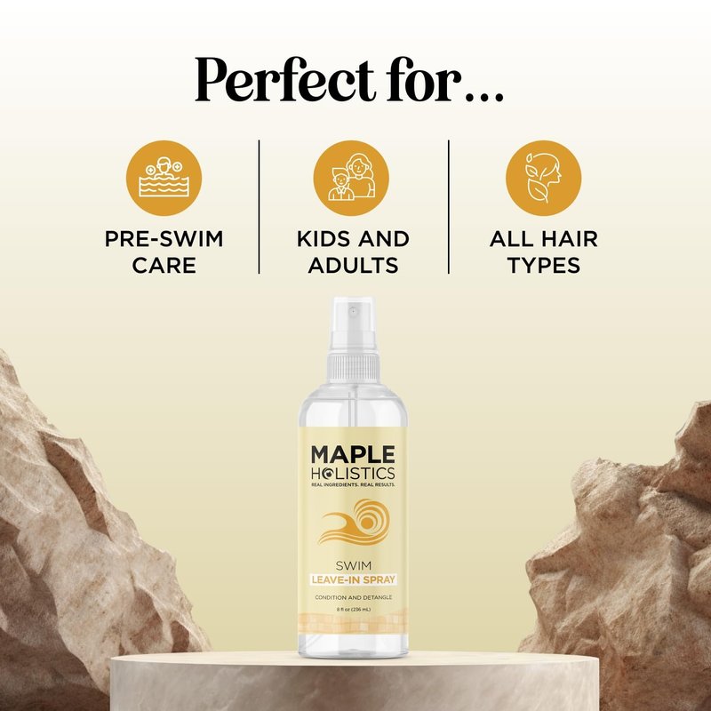 Swim Leave in Conditioner for Kids & Adults - Before & After Swim Hair Spray Helps Prevent Dryness Tangles Greening Color Fading & Frizz - Vegan Saltwater and Chlorine Hair Treatment (8 Fl Oz)