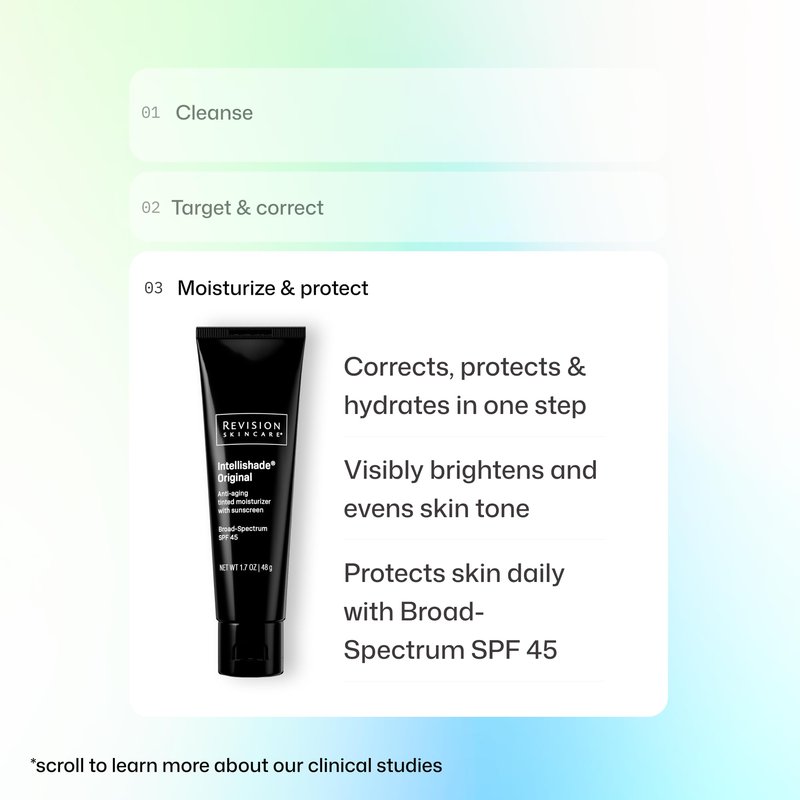 Revision Skincare Intellishade® Original SPF 45, Anti-Aging Tinted Sunscreen for Face, Daily Moisturizer with SPF, Anti-Wrinkle with Peptides & Vitamin C, Hydrating Broad-Spectrum Sunscreen, 1.7 oz
