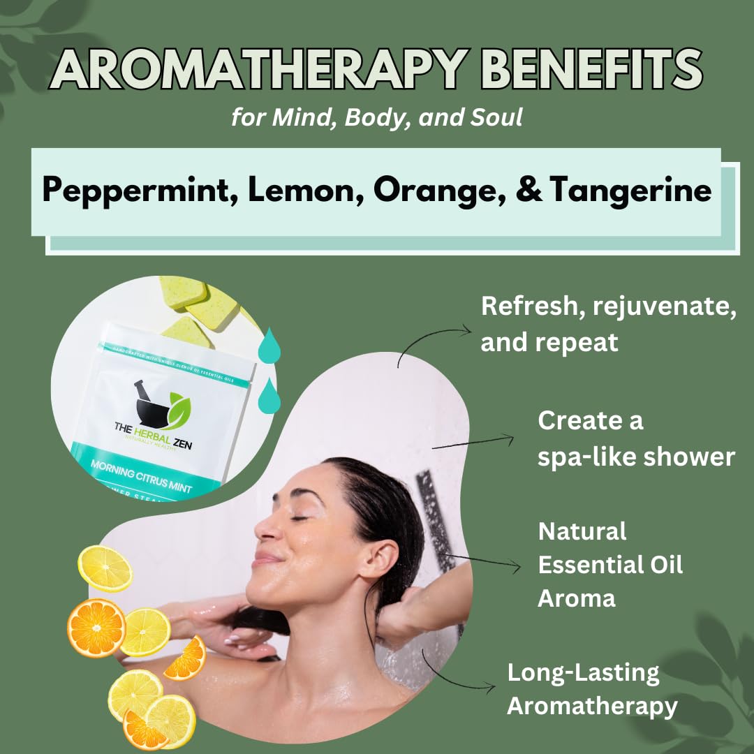 Morning Citrus Mint Shower Steamers Aromatherapy for Energy - USA Made Mothers Day Gift for Mom - Peppermint & Orange Shower Bomb Tablets – Soothing Natural Essential Oils (10 Pack)