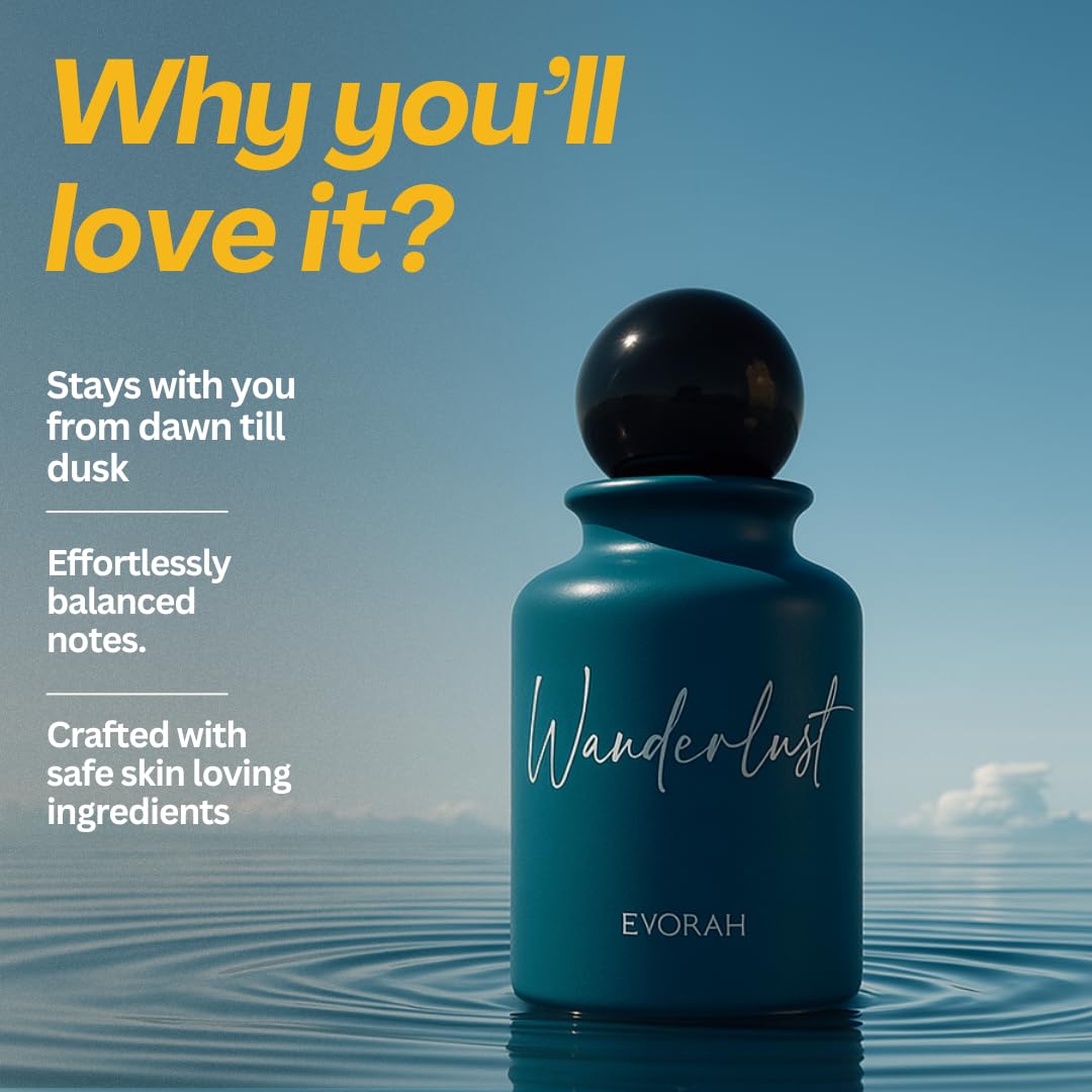 House of Evorah Wanderlust Men's Eau De Parfum (3.308 fl oz) – Long Lasting Perfume for Men | Chemical-Free Luxury Fragrance | Ideal Cologne for Beach Vacations