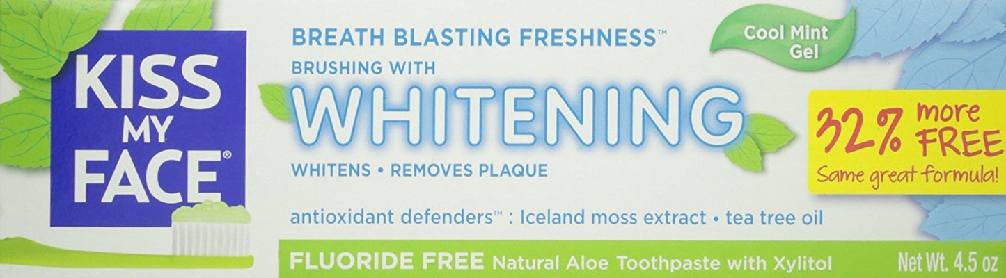 Kiss My Face Gel Teeth Whitening Toothpaste - Fluoride Free, Tea Tree Flavor | 13.5 Ounce (Pack of 3)
