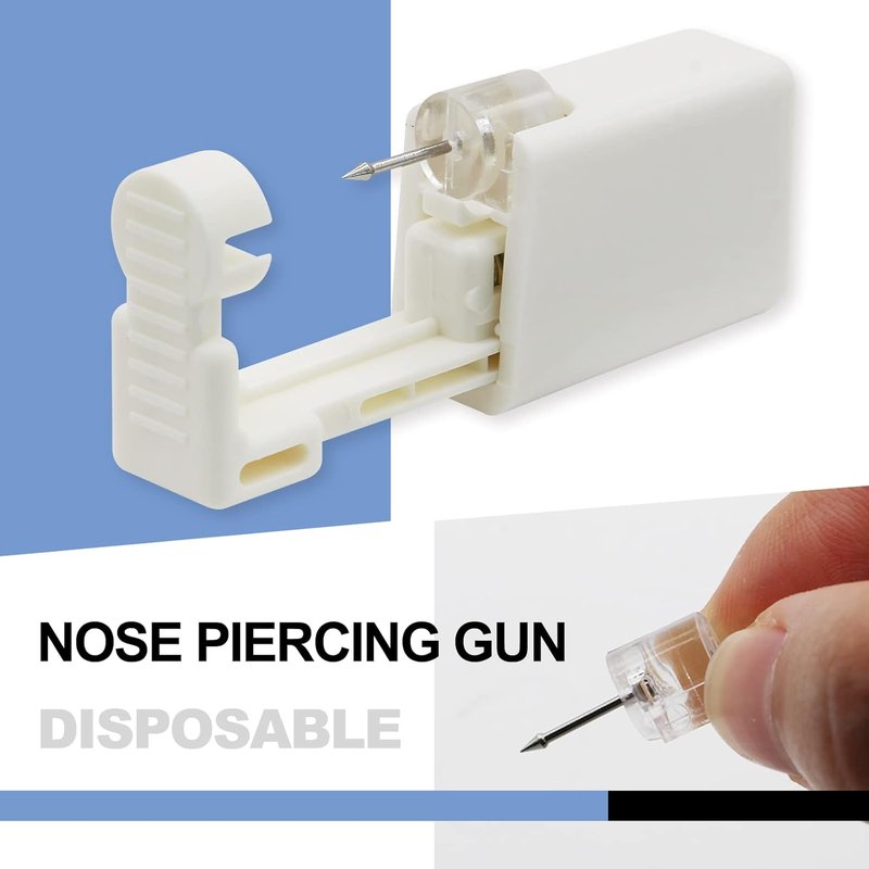Nose Piercing Gun Kit - 24 Pcs Disposable Gun with Built-in Nose Stud for Easy Piercing