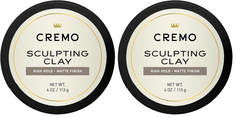 Cremo Men's Hair Clay - Premium Sculpting Clay for High Hold & Matte Finish | 4 Oz (Pack of 2)