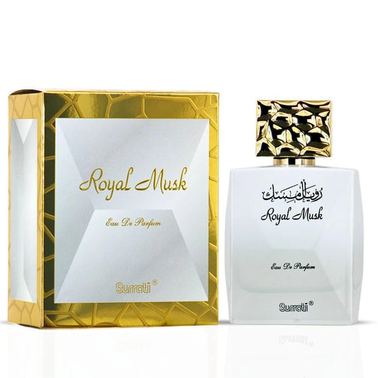 Surrati Royal Musk Eau de Parfum for Women 100ML | Long Lasting Arabian Perfume Spray with Citrus, Musk & Rose Notes