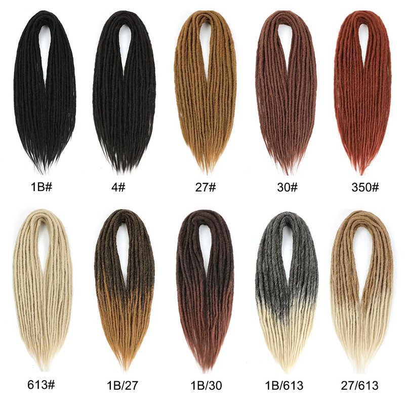 Straight Dreadlock Extensions - 24-Inch Double-Ended Synthetic Hair | Soft 1.2cm Width, 25 Strands, Color 1B#